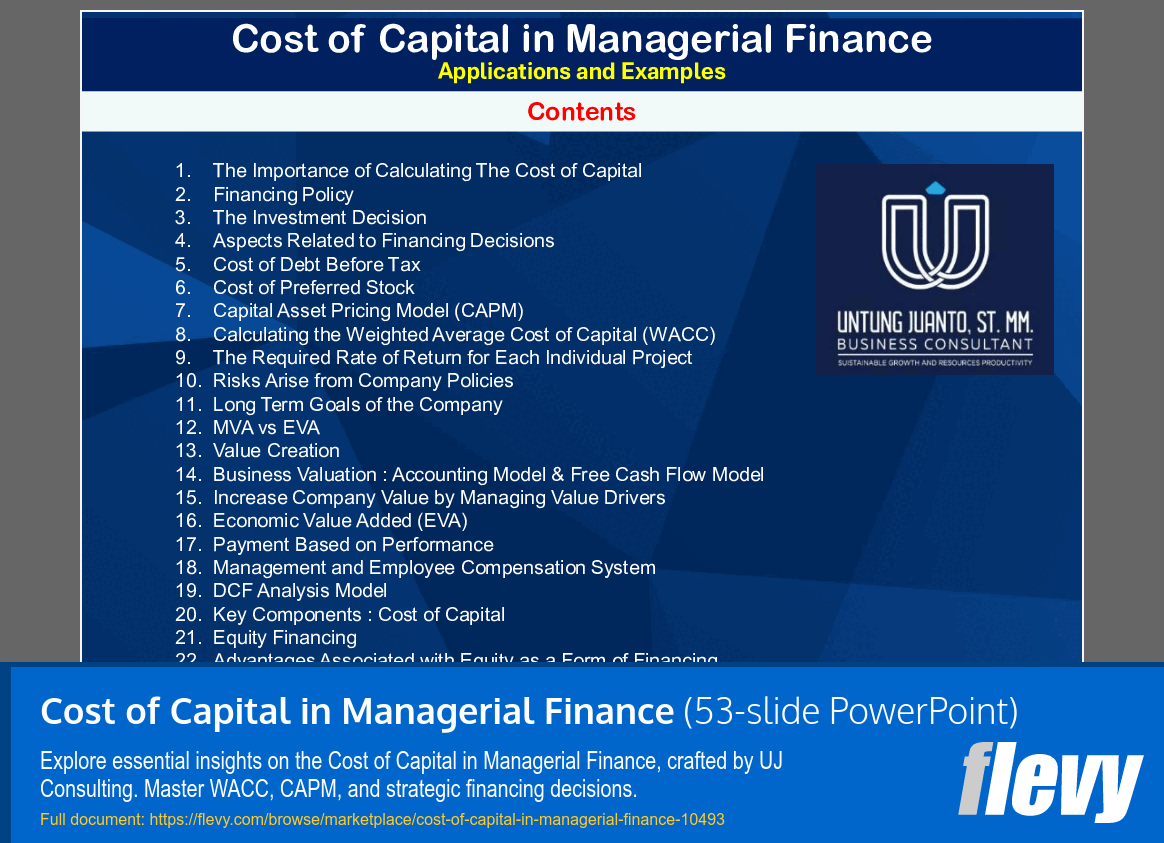 Cost of Capital in Managerial Finance (53-slide PPT PowerPoint presentation slide deck (PPTX)) Preview Image