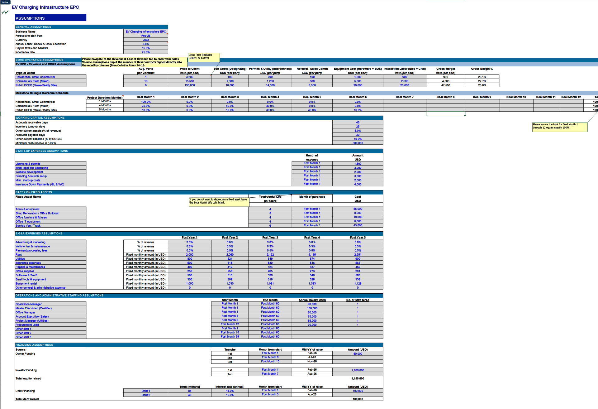 EV Charging Infrastructure EPC Financial Model (Excel template (XLSX)) Preview Image