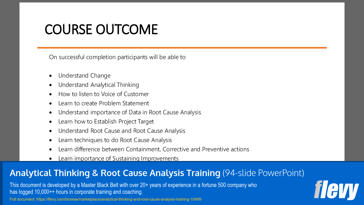 Analytical Thinking & Root Cause Analysis Training (94-slide PPT PowerPoint presentation slide deck (PPTX)) Preview Image
