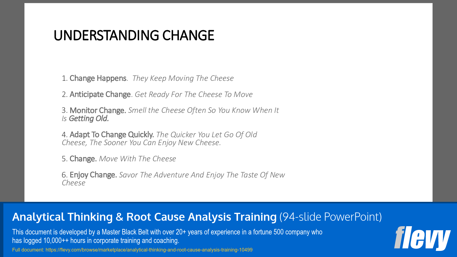 Analytical Thinking & Root Cause Analysis Training (94-slide PPT PowerPoint presentation slide deck (PPTX)) Preview Image