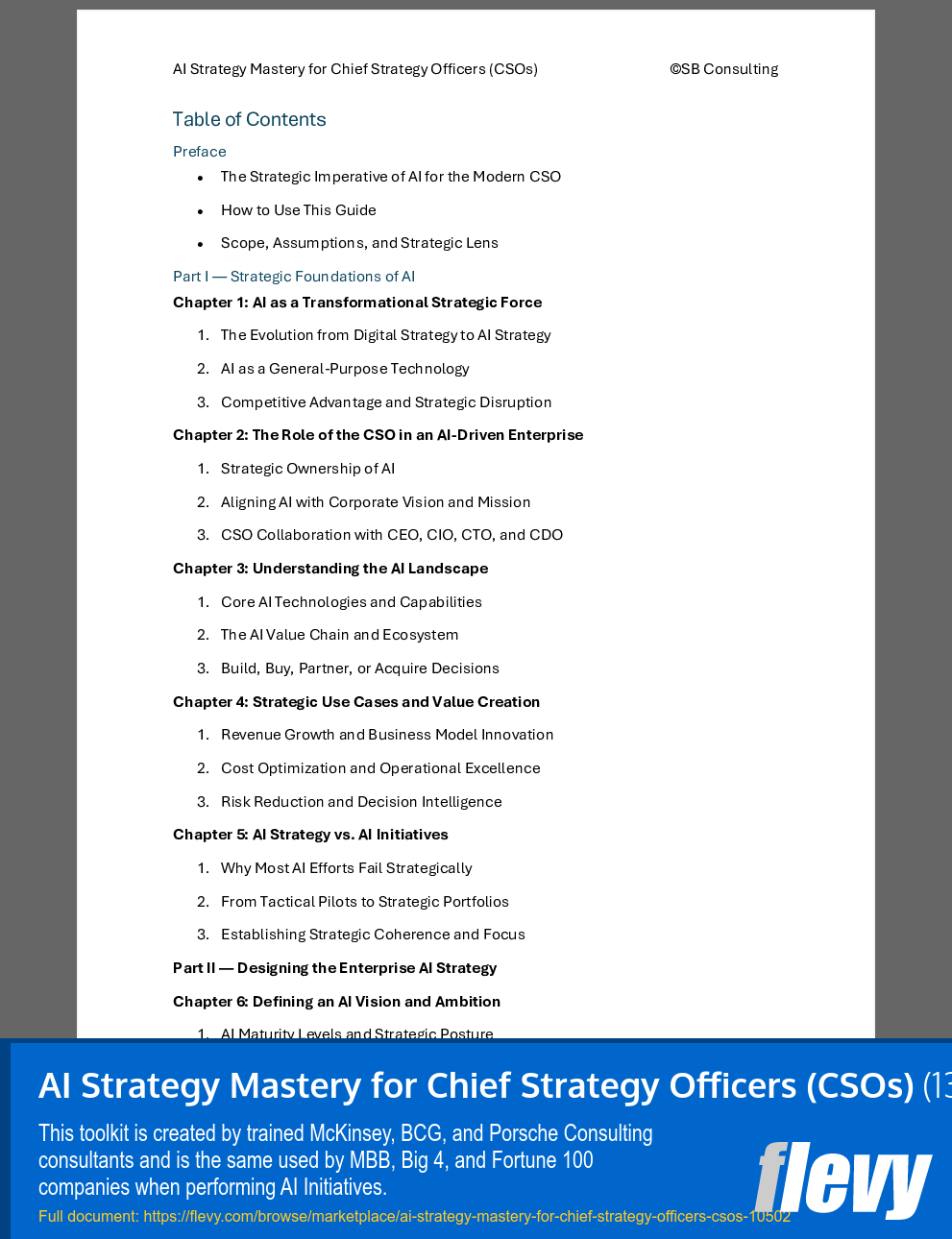 AI Strategy Mastery for Chief Strategy Officers (CSOs) (131-page Word document) Preview Image