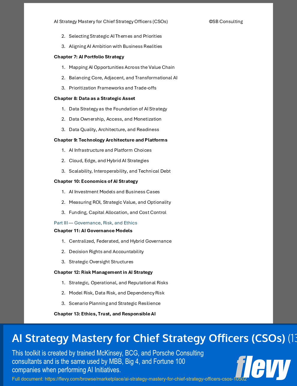AI Strategy Mastery for Chief Strategy Officers (CSOs) (131-page Word document) Preview Image