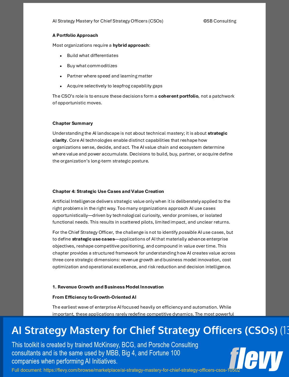 AI Strategy Mastery for Chief Strategy Officers (CSOs) (131-page Word document) Preview Image