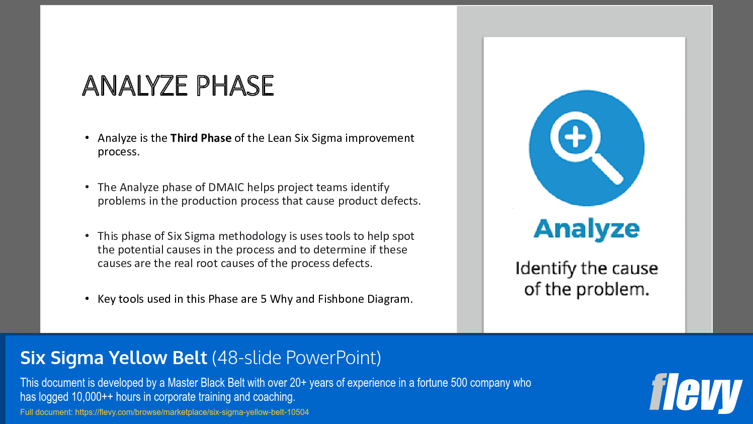 Six Sigma Yellow Belt (48-slide PPT PowerPoint presentation slide deck (PPTX)) Preview Image