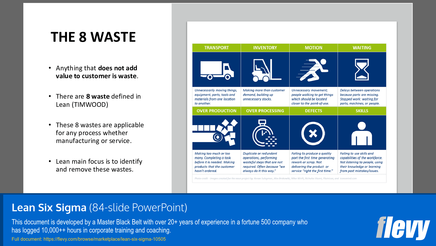 Lean Six Sigma (84-slide PPT PowerPoint presentation slide deck (PPTX)) Preview Image