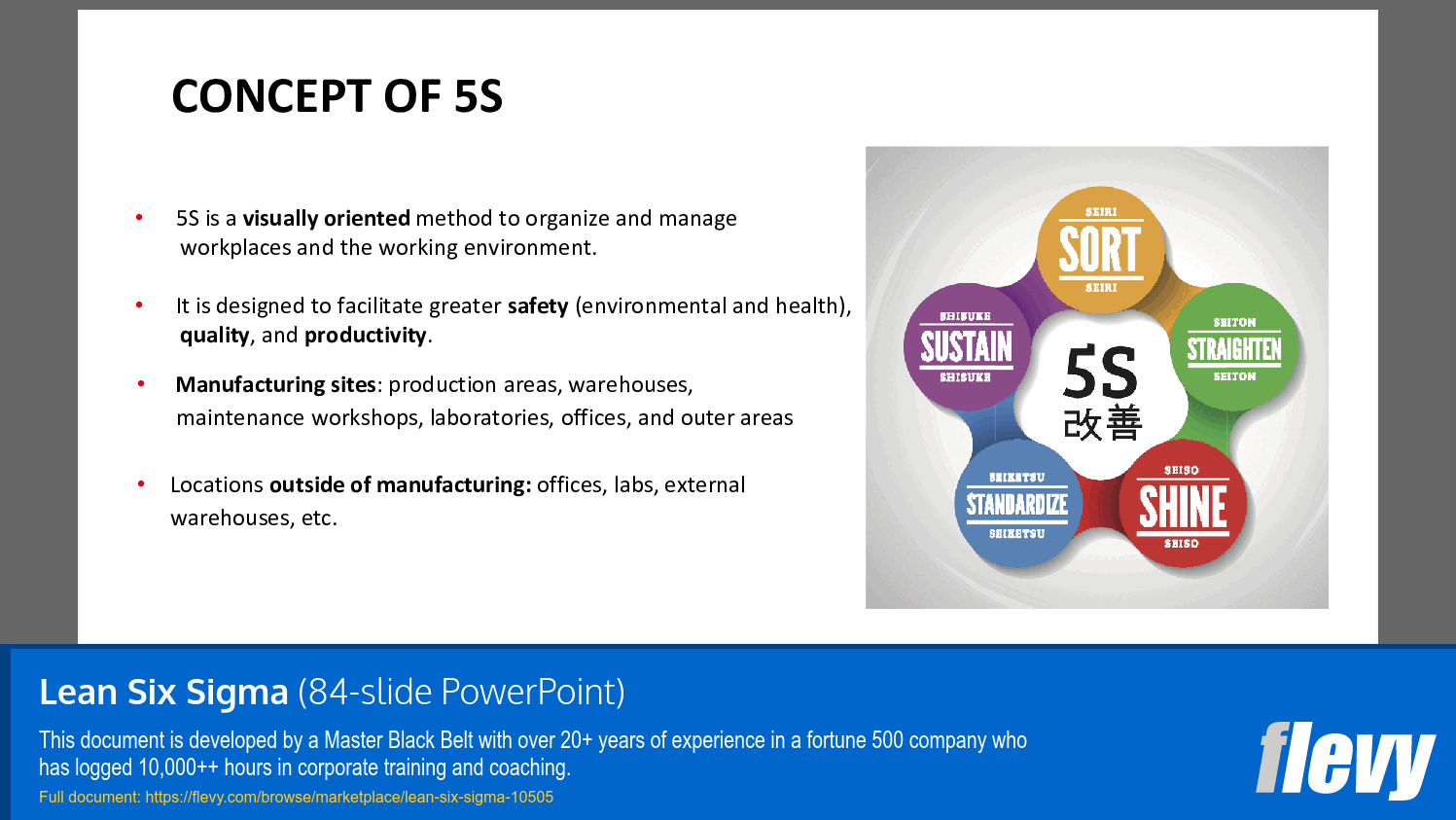 Lean Six Sigma (84-slide PPT PowerPoint presentation slide deck (PPTX)) Preview Image