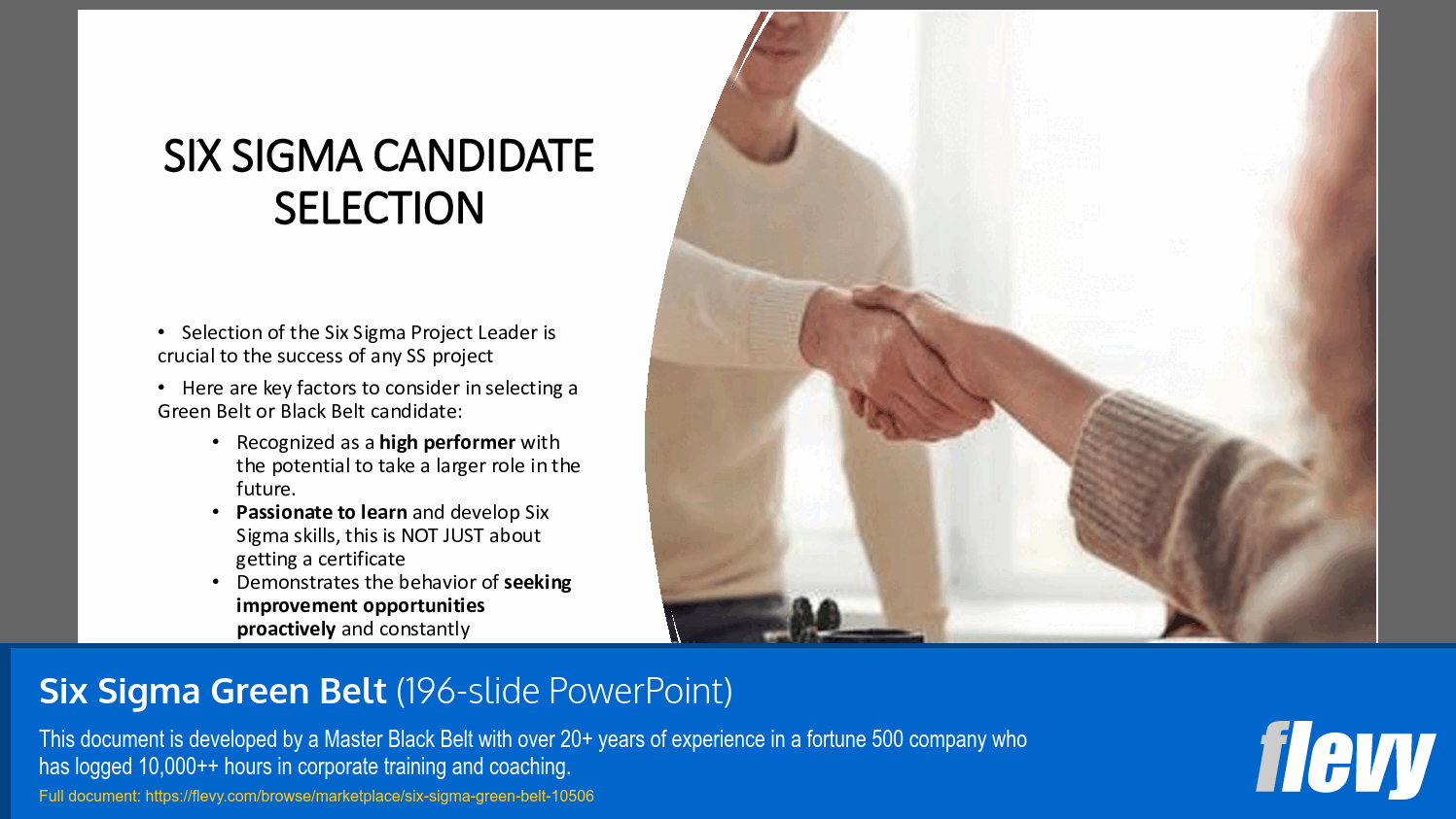 Six Sigma Green Belt (196-slide PPT PowerPoint presentation slide deck (PPTX)) Preview Image
