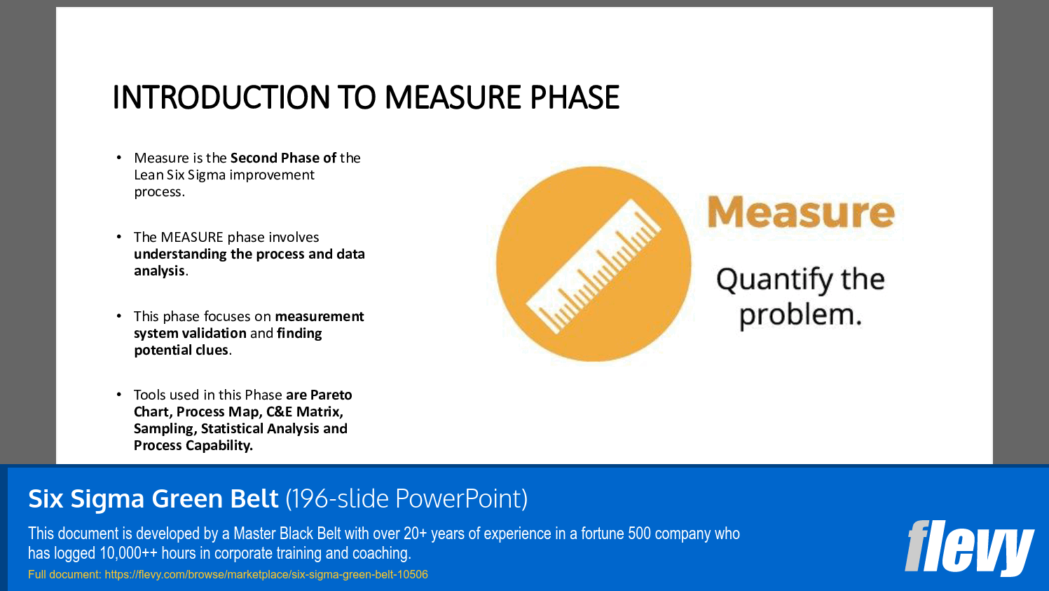 Six Sigma Green Belt (196-slide PPT PowerPoint presentation slide deck (PPTX)) Preview Image