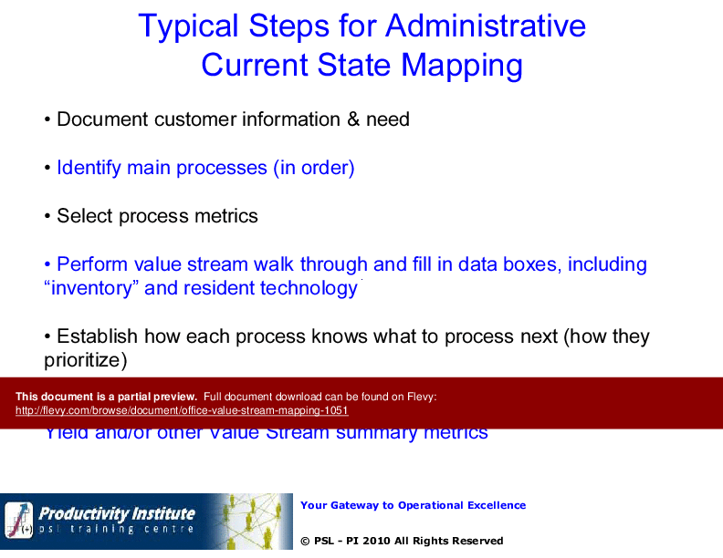 Office Value Stream Mapping (42-slide PPT PowerPoint presentation (PPT)) Preview Image
