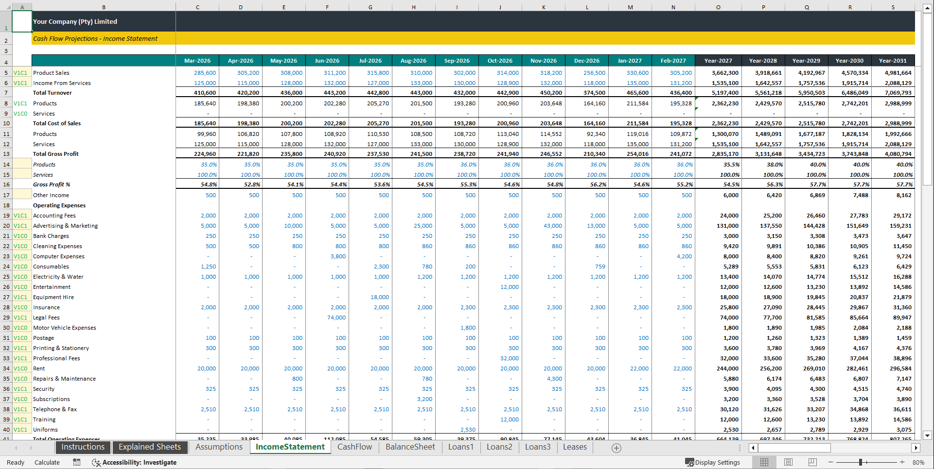 Cash Flow Business Plan Template (Excel template (XLSX)) Preview Image