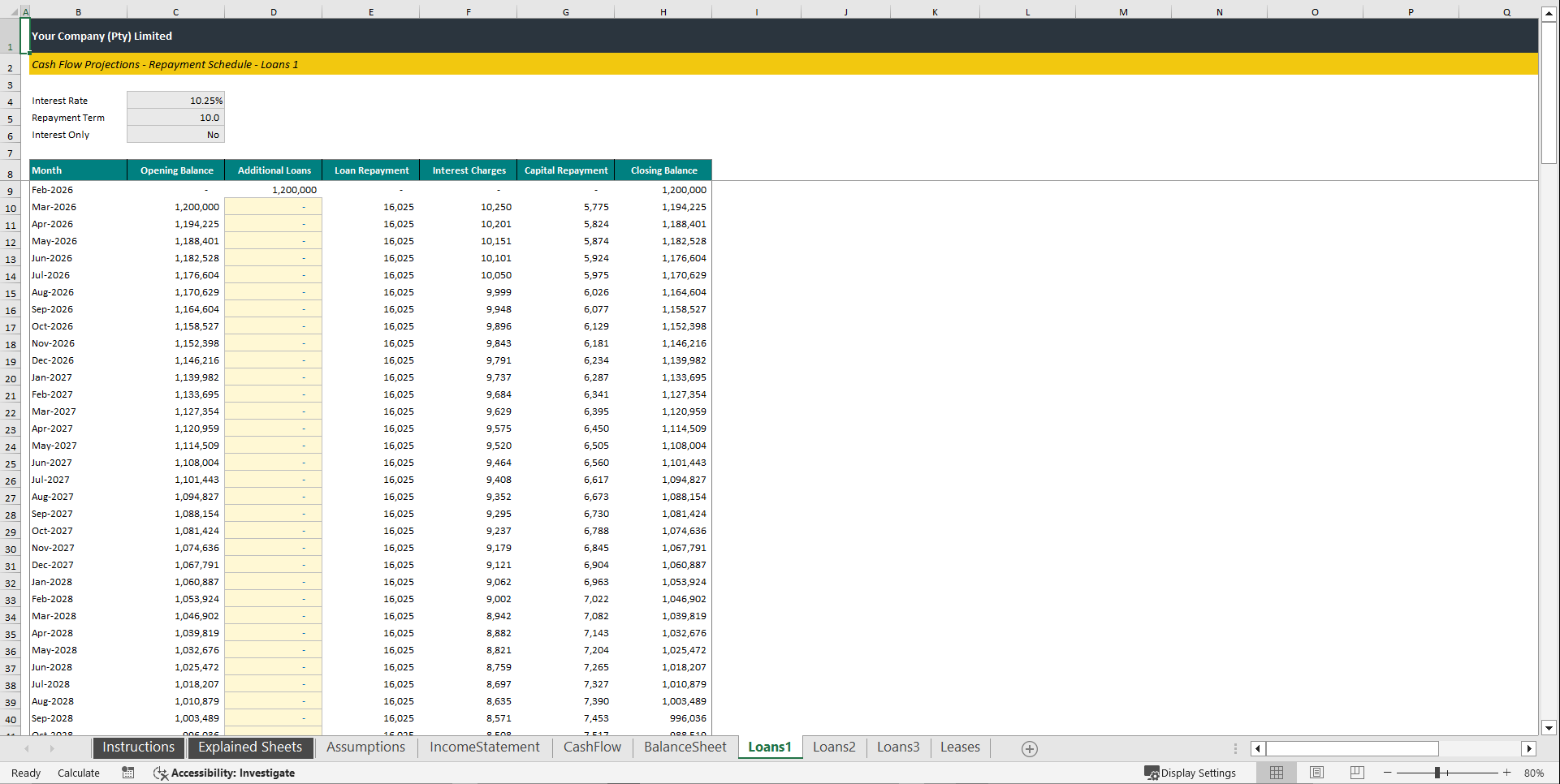 Cash Flow Business Plan Template (Excel template (XLSX)) Preview Image