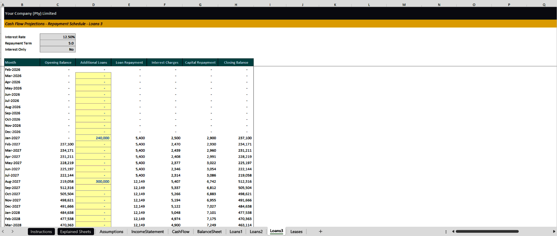 Cash Flow Business Plan Template (Excel template (XLSX)) Preview Image
