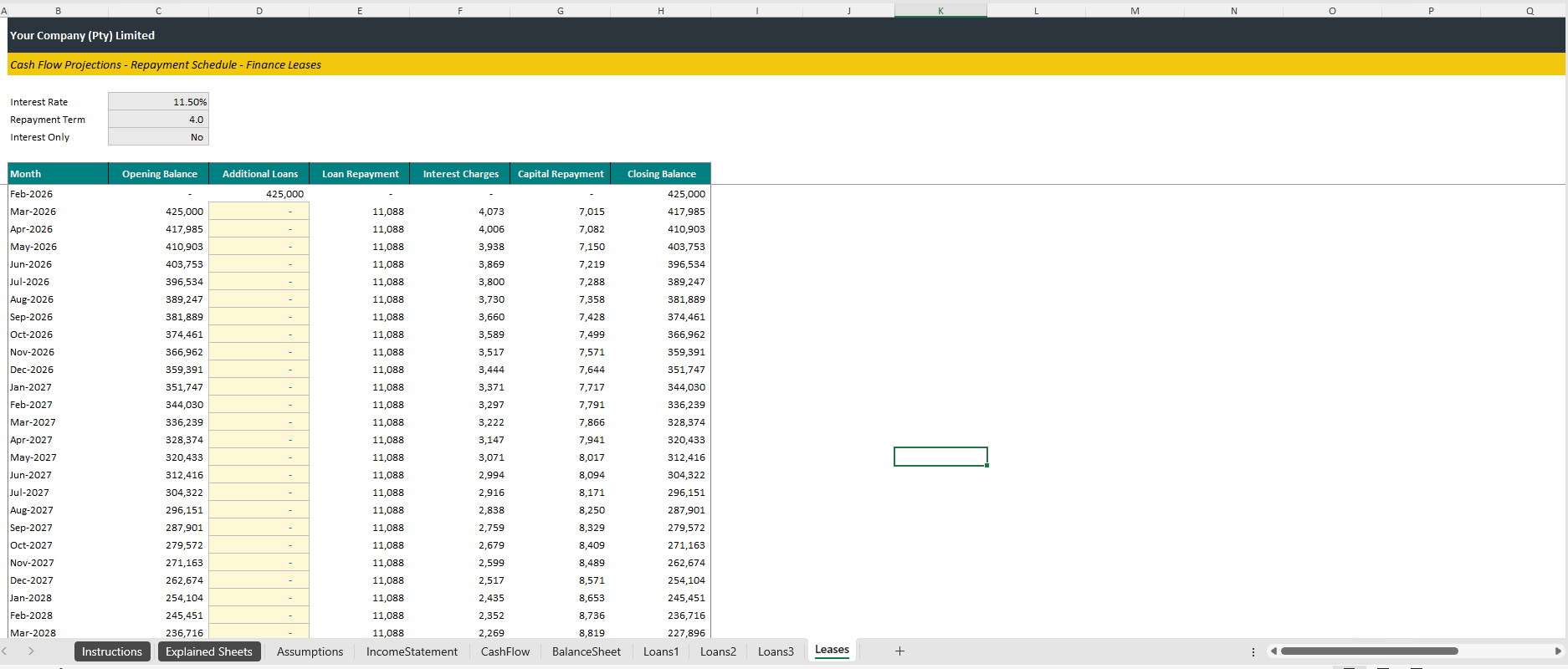 Cash Flow Business Plan Template (Excel template (XLSX)) Preview Image