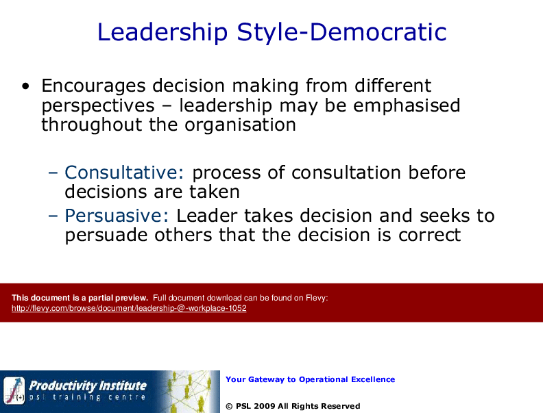 Workplace Leadership (107-slide PowerPoint presentation (PPT)) Preview Image