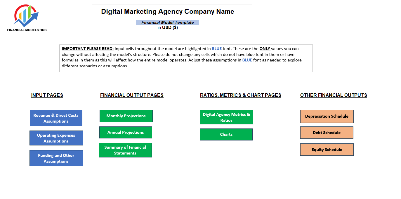 Digital Marketing Agency Financial Model (Excel template (XLSX)) Preview Image