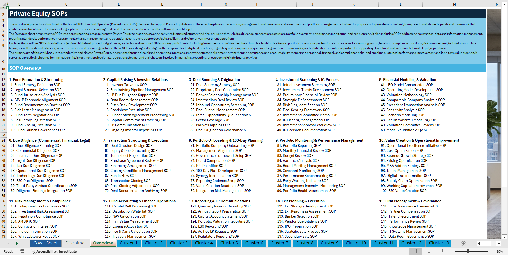 100+ Private Equity (PE) SOPs (Excel template (XLSX)) Preview Image