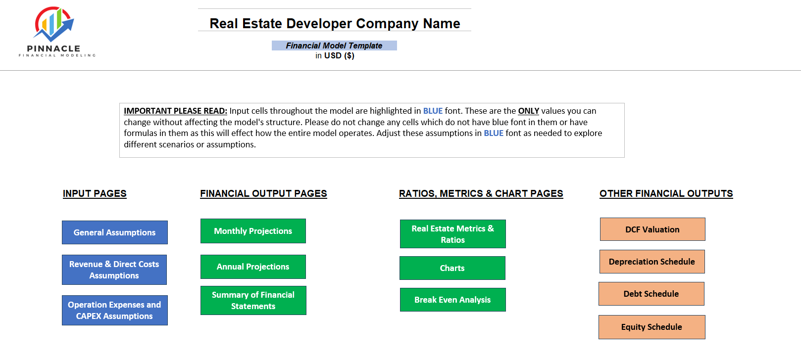 Real Estate Developer Financial Model (Excel template (XLSX)) Preview Image