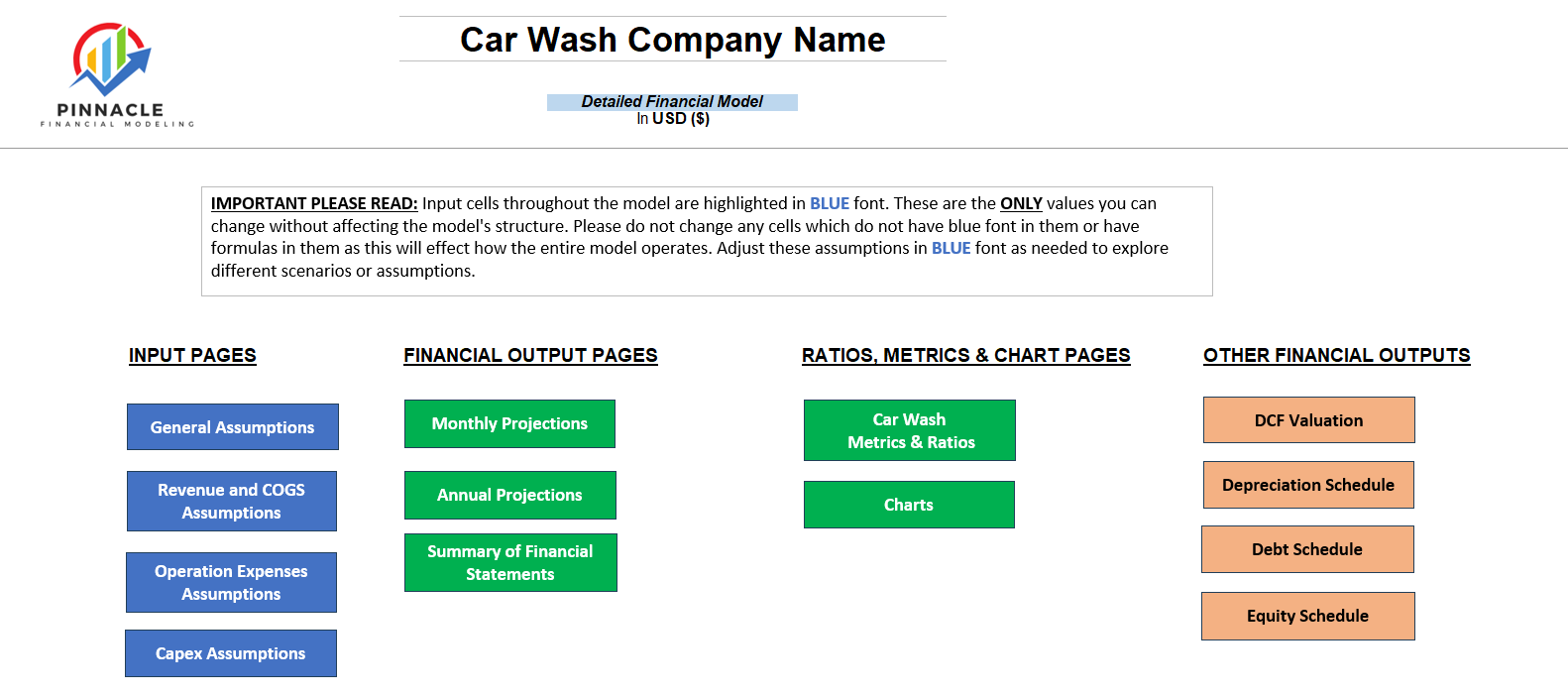 Car Wash Financial Model (Excel template (XLSX)) Preview Image