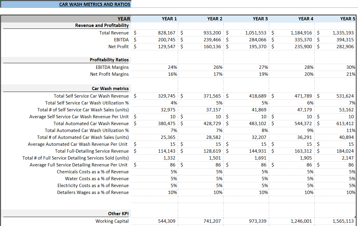 Car Wash Financial Model (Excel template (XLSX)) Preview Image