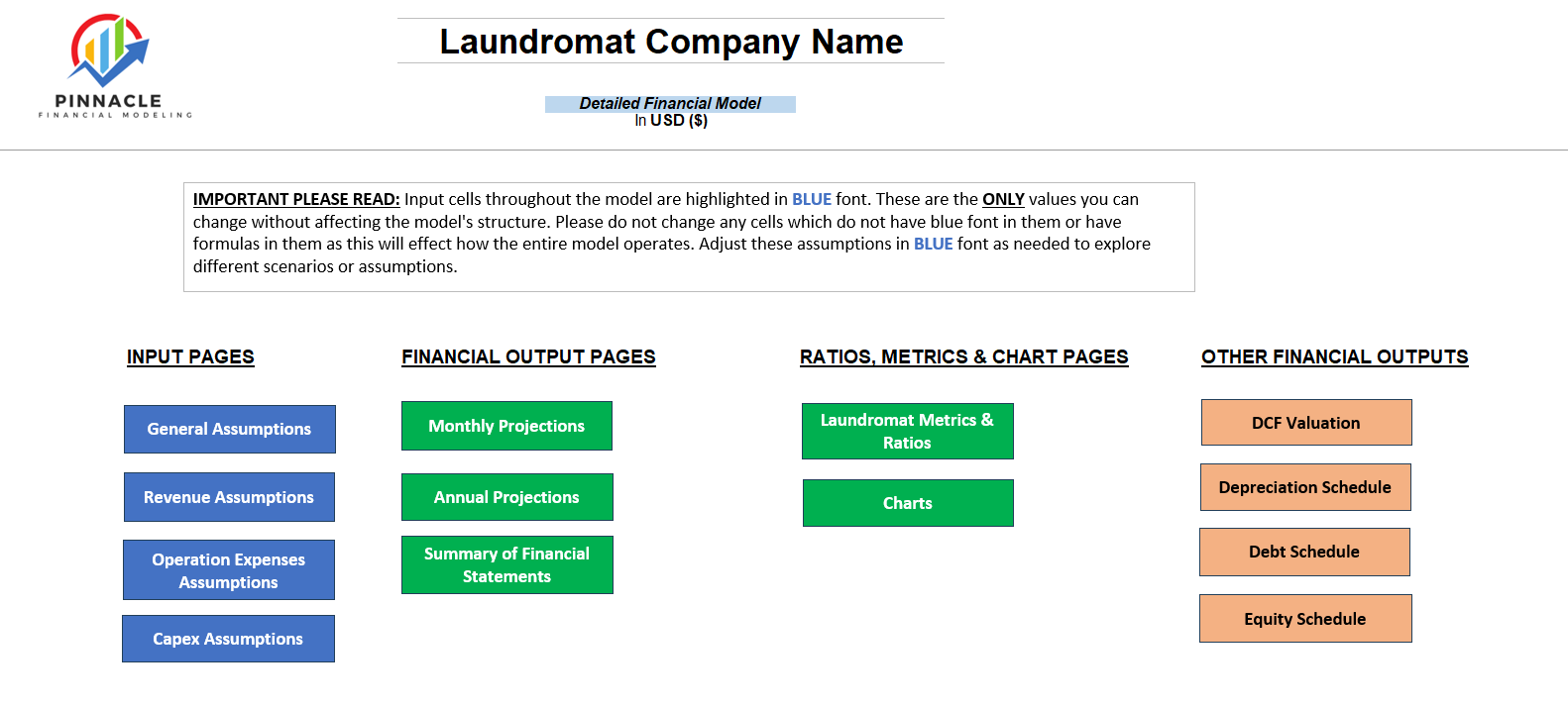 Laundromat Financial Model (Excel template (XLSX)) Preview Image
