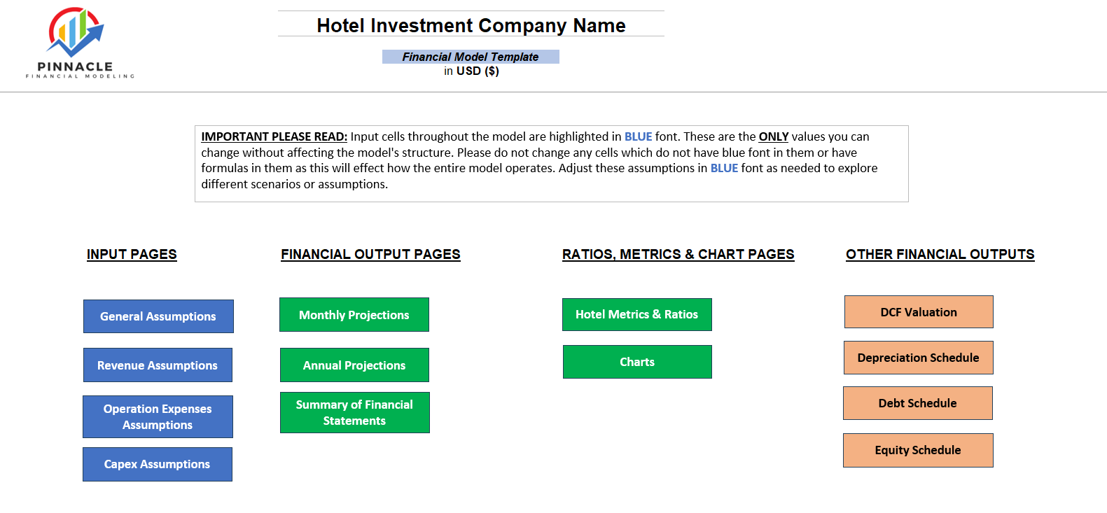 Hotel Investment Financial Model (Excel template (XLSX)) Preview Image