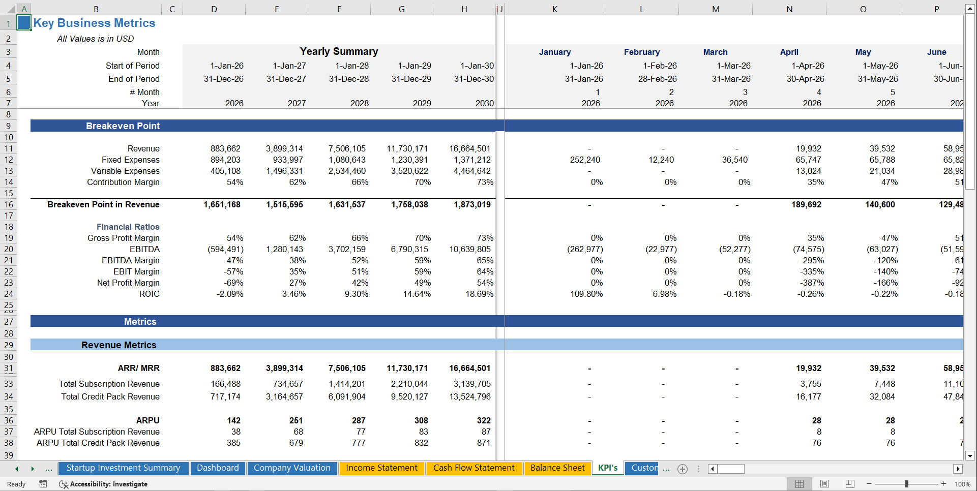 AI Startup Financial Projection Model (Excel template (XLSX)) Preview Image