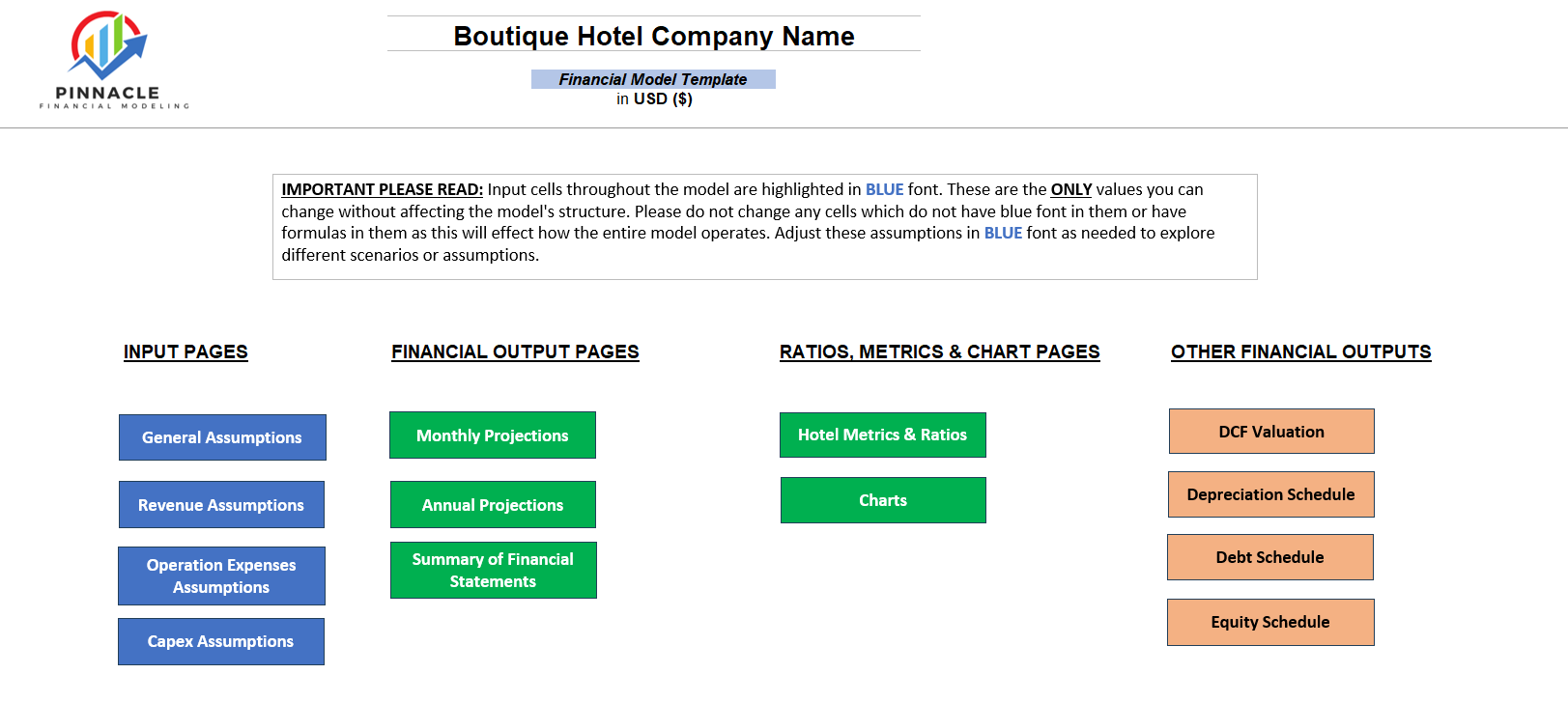 Boutique Hotel Financial Model (Excel template (XLSX)) Preview Image