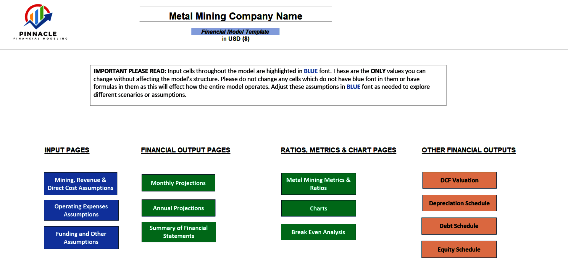 Metal Mining Financial Model (Excel template (XLSX)) Preview Image