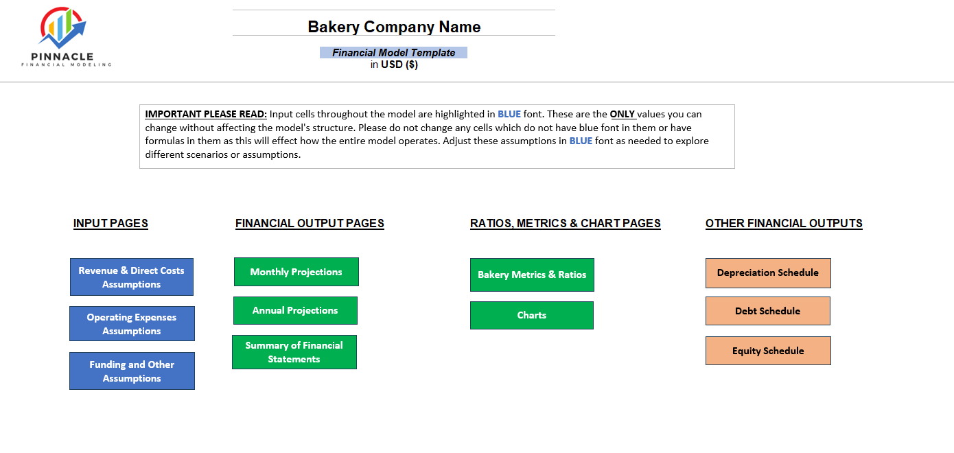 Bakery Financial Model (Excel template (XLSX)) Preview Image