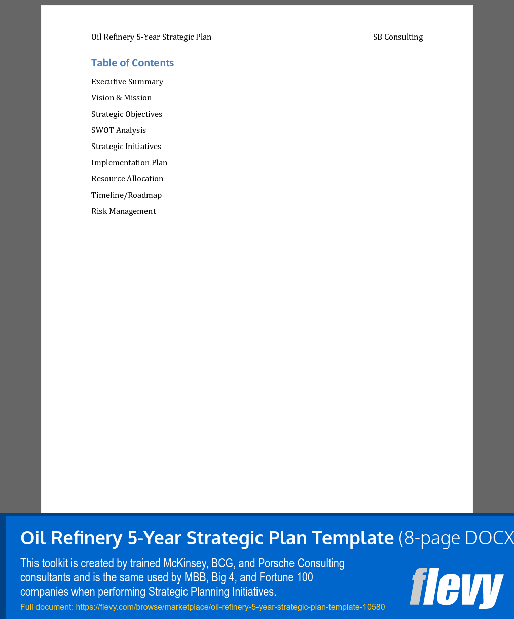 Oil Refinery 5-Year Strategic Plan Template (0-page Word document) Preview Image