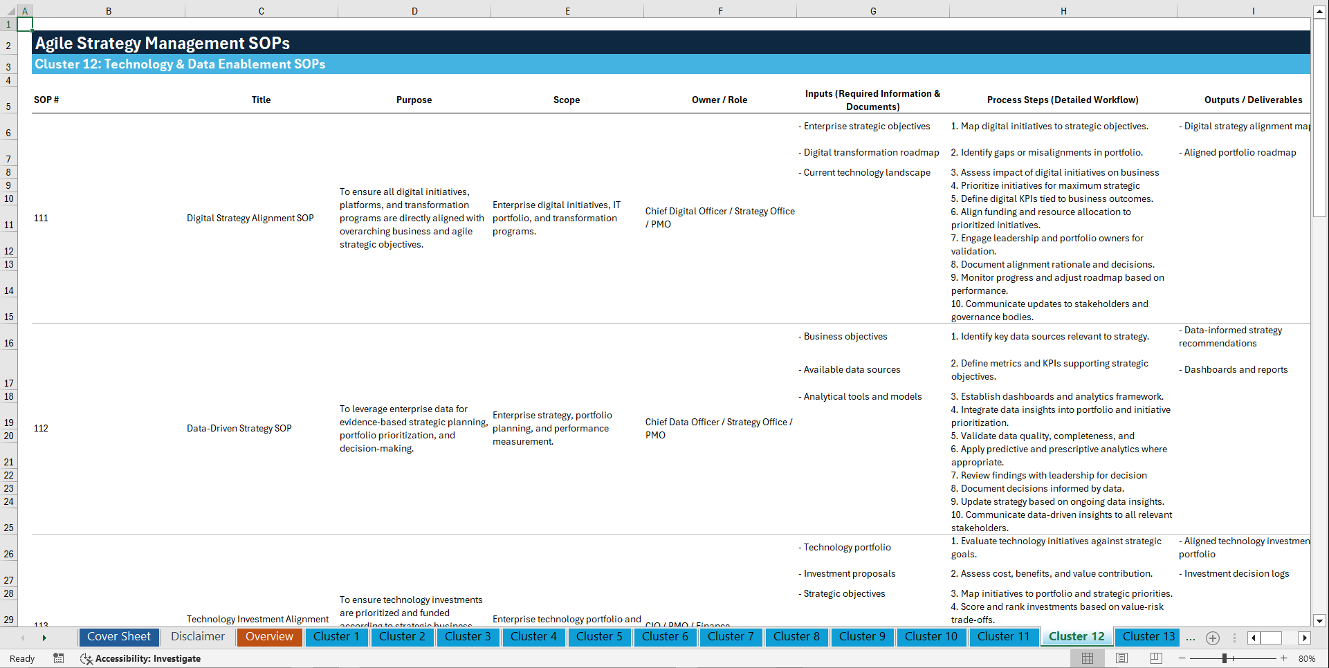 100+ Agile Strategy Management SOPs (Excel template (XLSX)) Preview Image