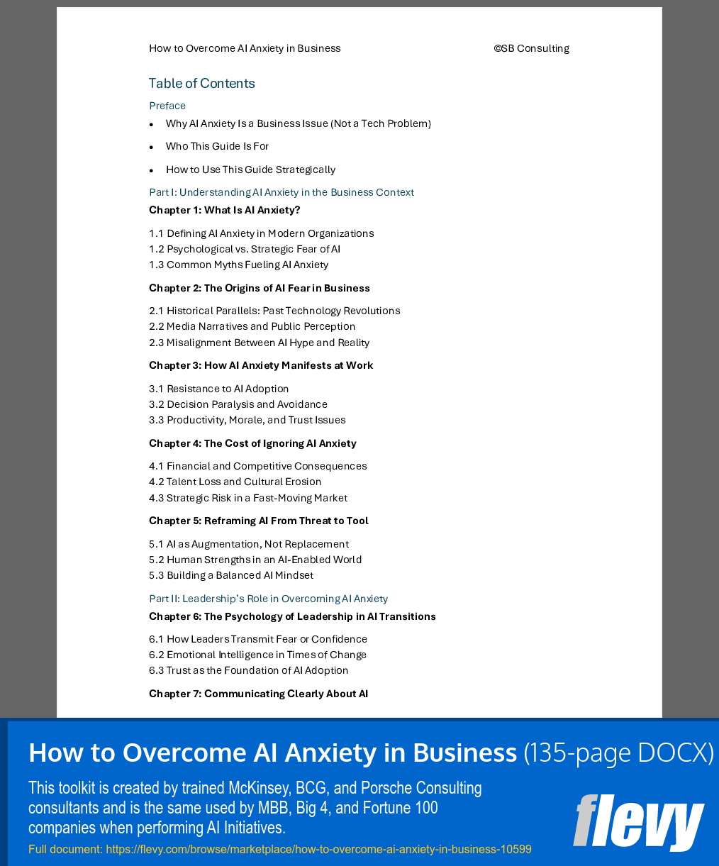 How to Overcome AI Anxiety in Business (135-page Word document) Preview Image