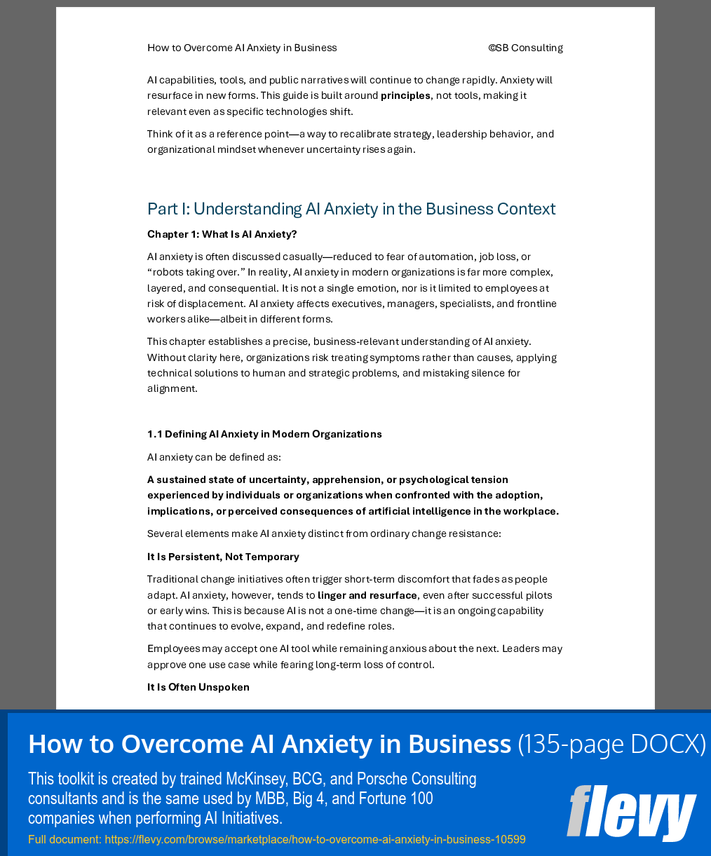 How to Overcome AI Anxiety in Business (135-page Word document) Preview Image
