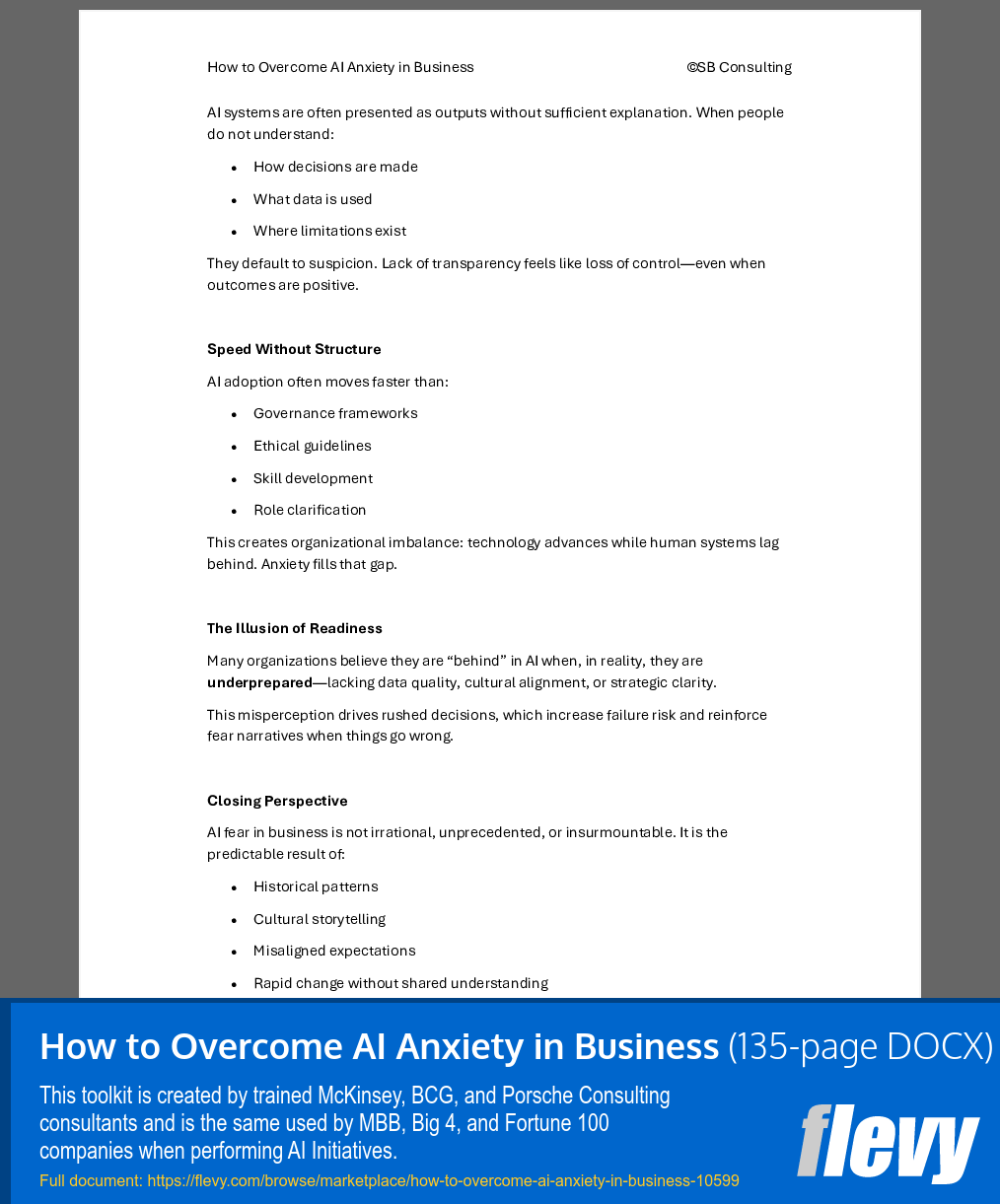 How to Overcome AI Anxiety in Business (135-page Word document) Preview Image
