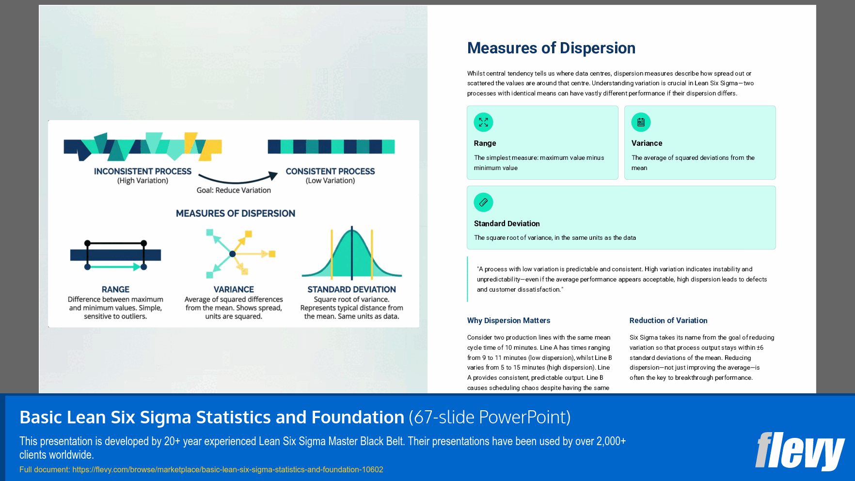 Basic Lean Six Sigma Statistics and Foundation (67-slide PPT PowerPoint presentation slide deck (PPTX)) Preview Image