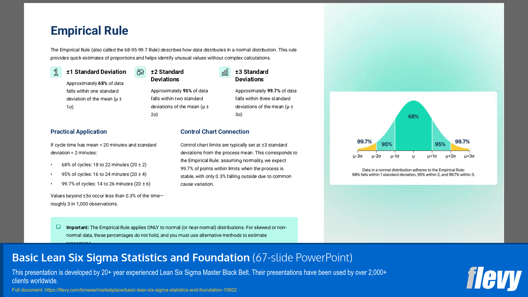Basic Lean Six Sigma Statistics and Foundation (67-slide PPT PowerPoint presentation slide deck (PPTX)) Preview Image