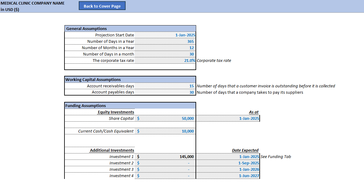 Dental Clinic Financial Model (Excel template (XLSX)) Preview Image