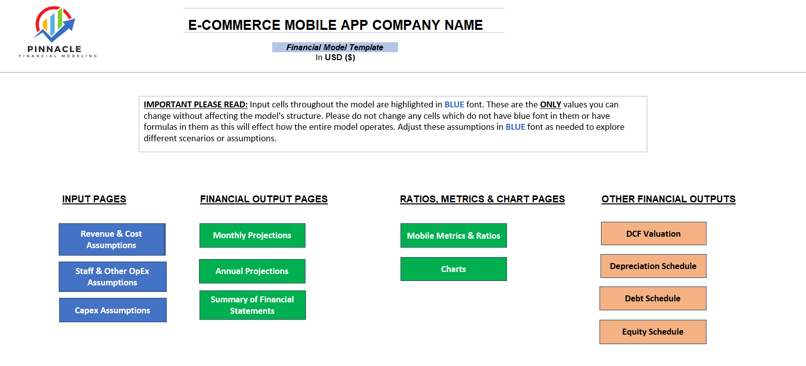 E-Commerce Mobile App Financial Model (Excel template (XLSX)) Preview Image