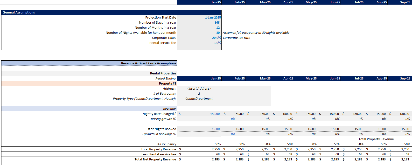 Short-Term Rental Financial Model (Excel template (XLSX)) Preview Image