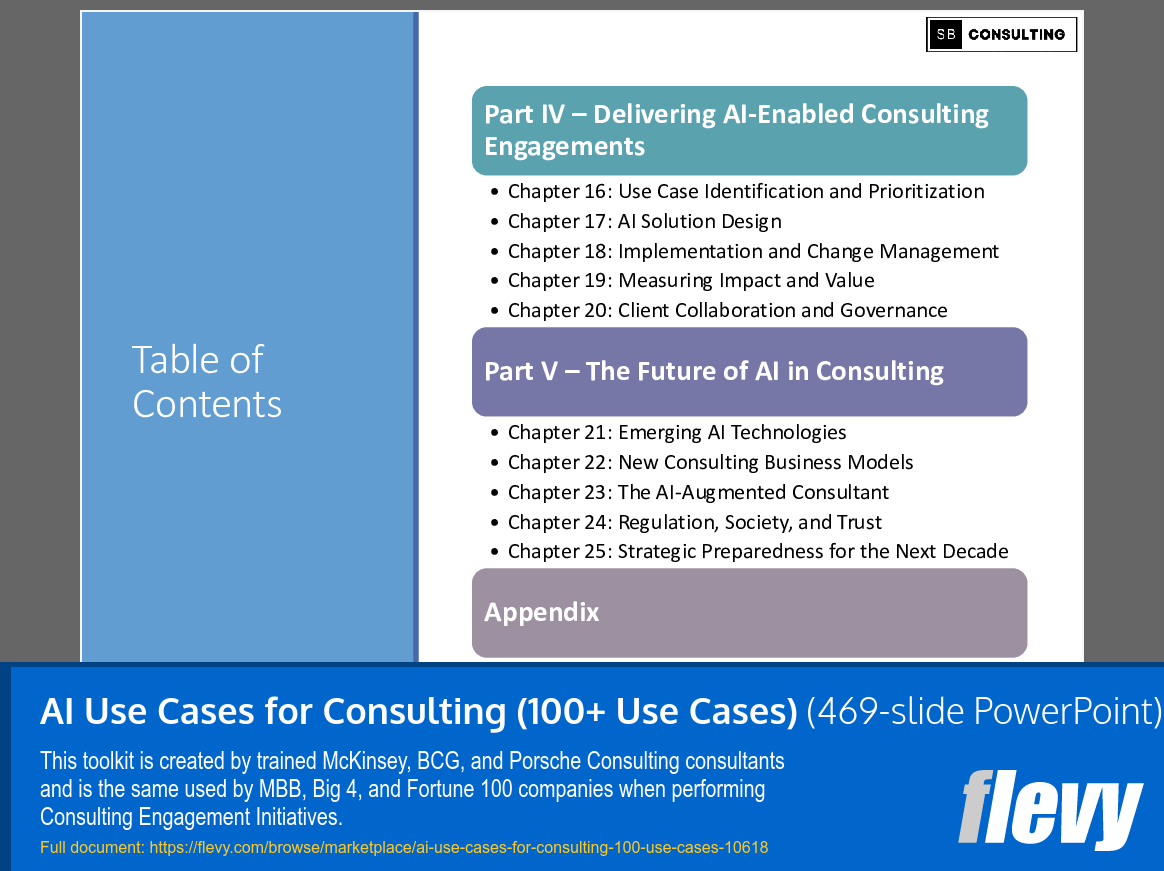 AI Use Cases for Consulting (100+ Use Cases) (469-slide PPT PowerPoint presentation slide deck (PPTX)) Preview Image