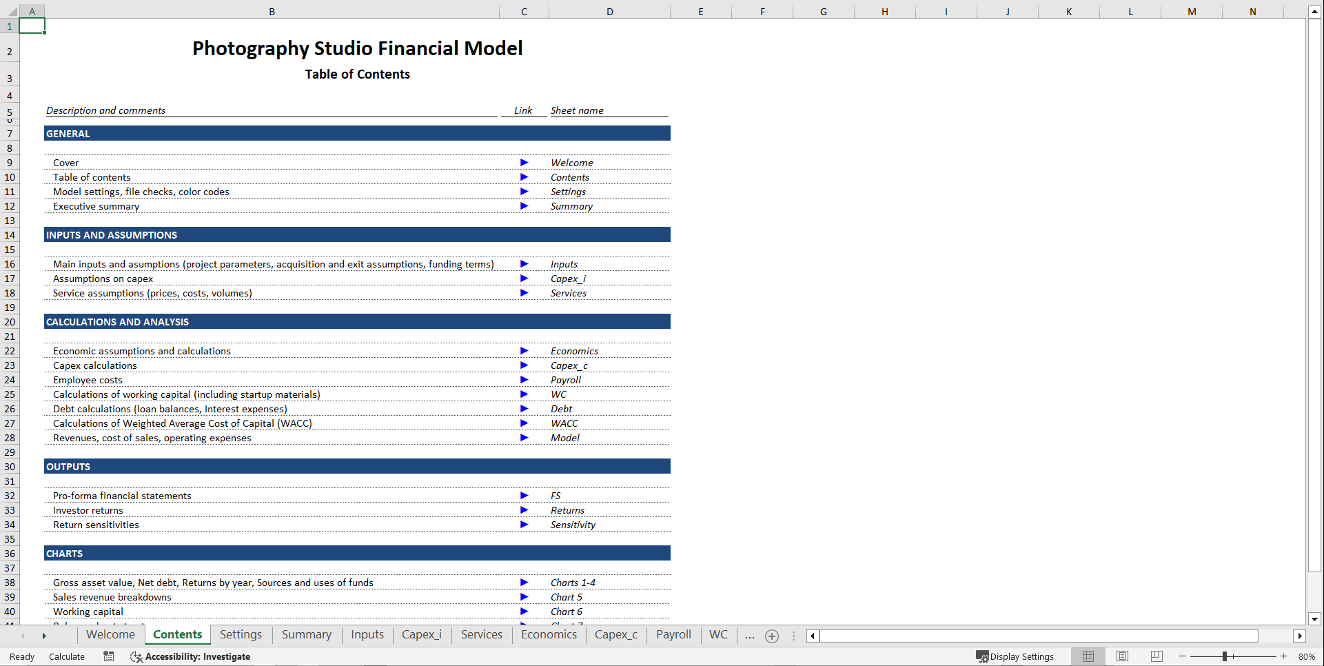 Photography Studio Financial Model (Excel template (XLSX)) Preview Image