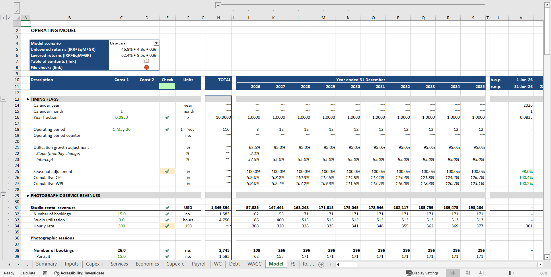 Photography Studio Financial Model (Excel template (XLSX)) Preview Image