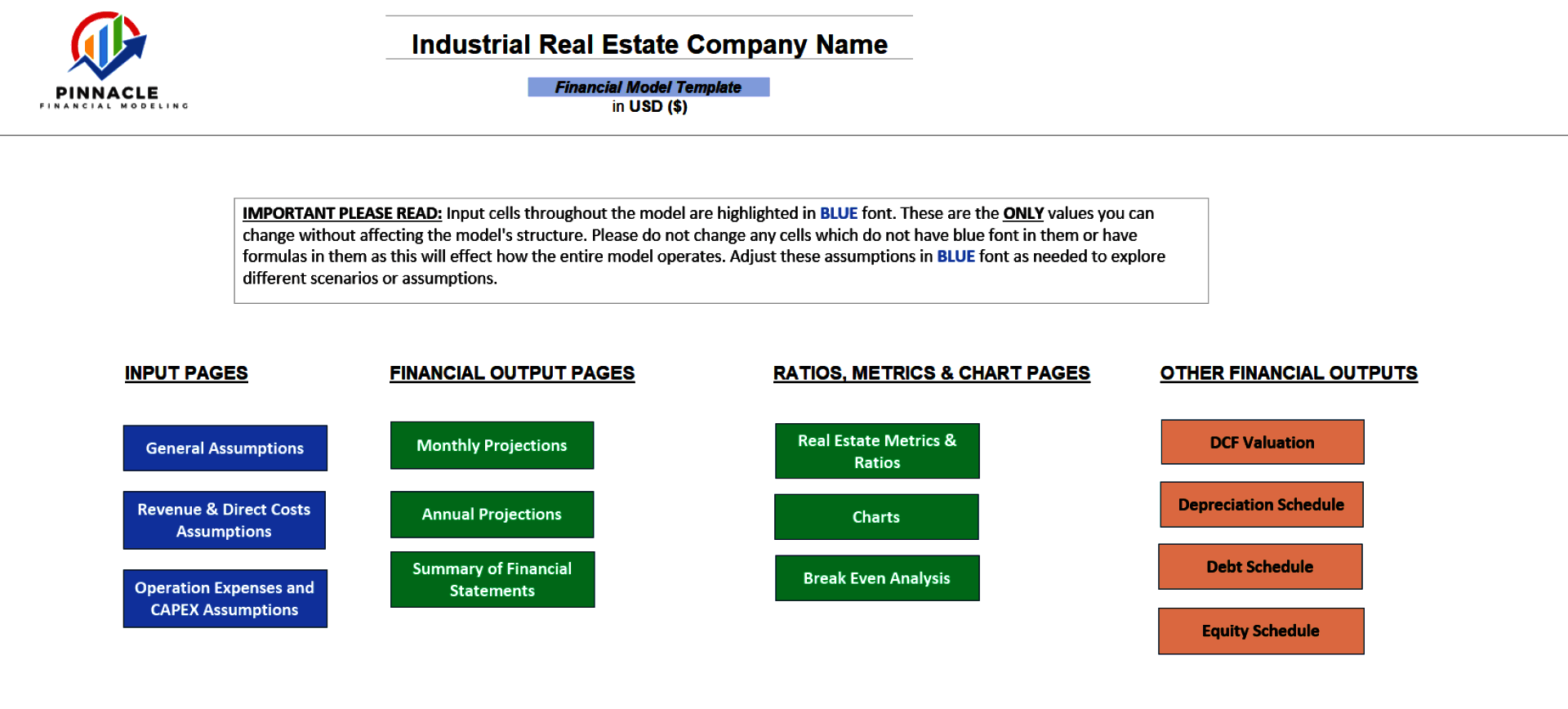 Industrial Real Estate Financial Model (Excel template (XLSX)) Preview Image