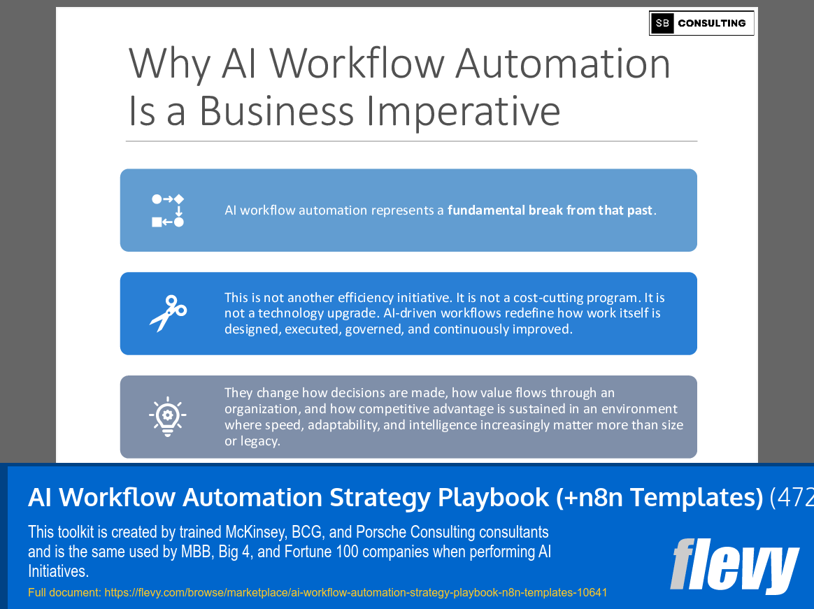 AI Workflow Automation Strategy Playbook (+n8n Templates) (472-slide PPT PowerPoint presentation slide deck (PPTX)) Preview Image