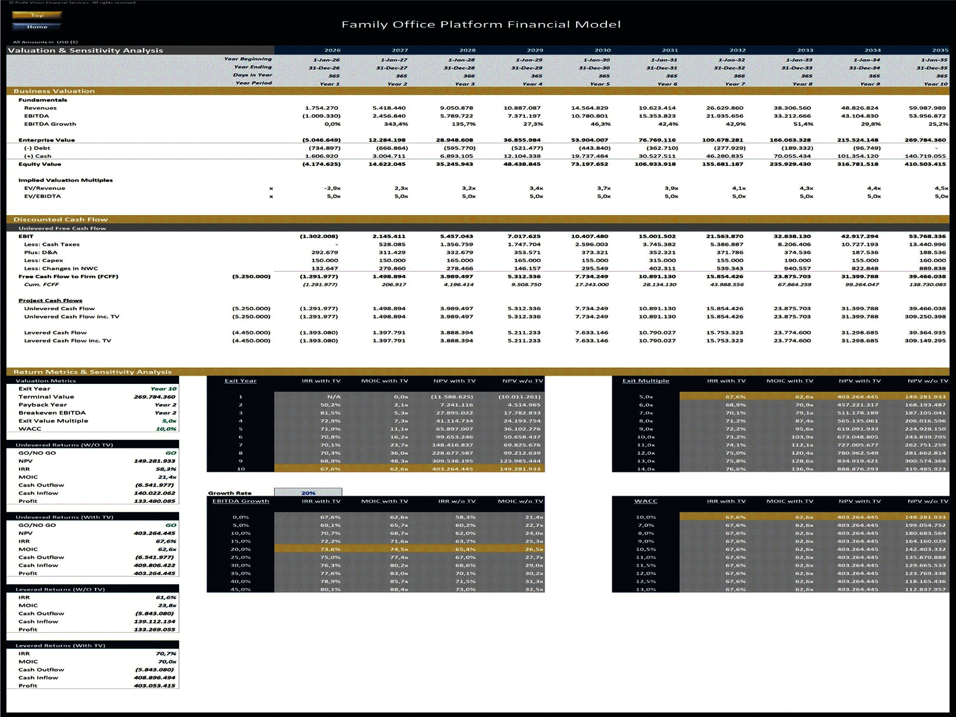 Family Office Platform – 10 Year Financial Model (Excel template (XLSX)) Preview Image