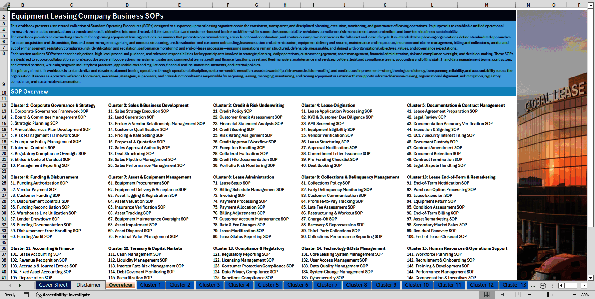 100+ Equipment Leasing Company Business SOPs (Excel template (XLSX)) Preview Image