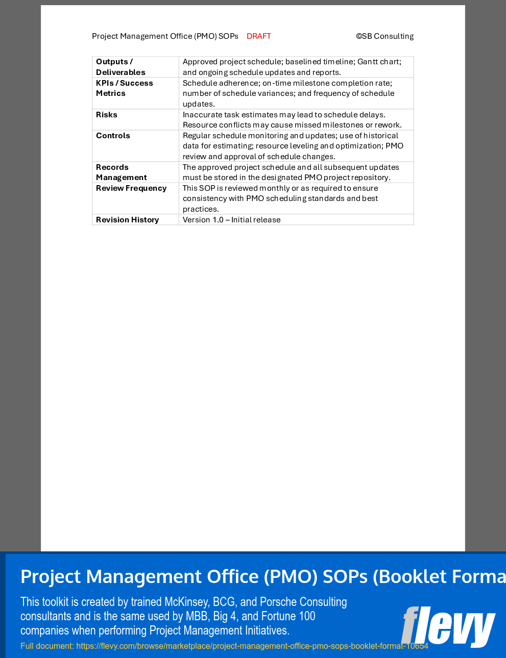 Project Management Office (PMO) SOPs (Booklet Format) (42-page Word document) Preview Image