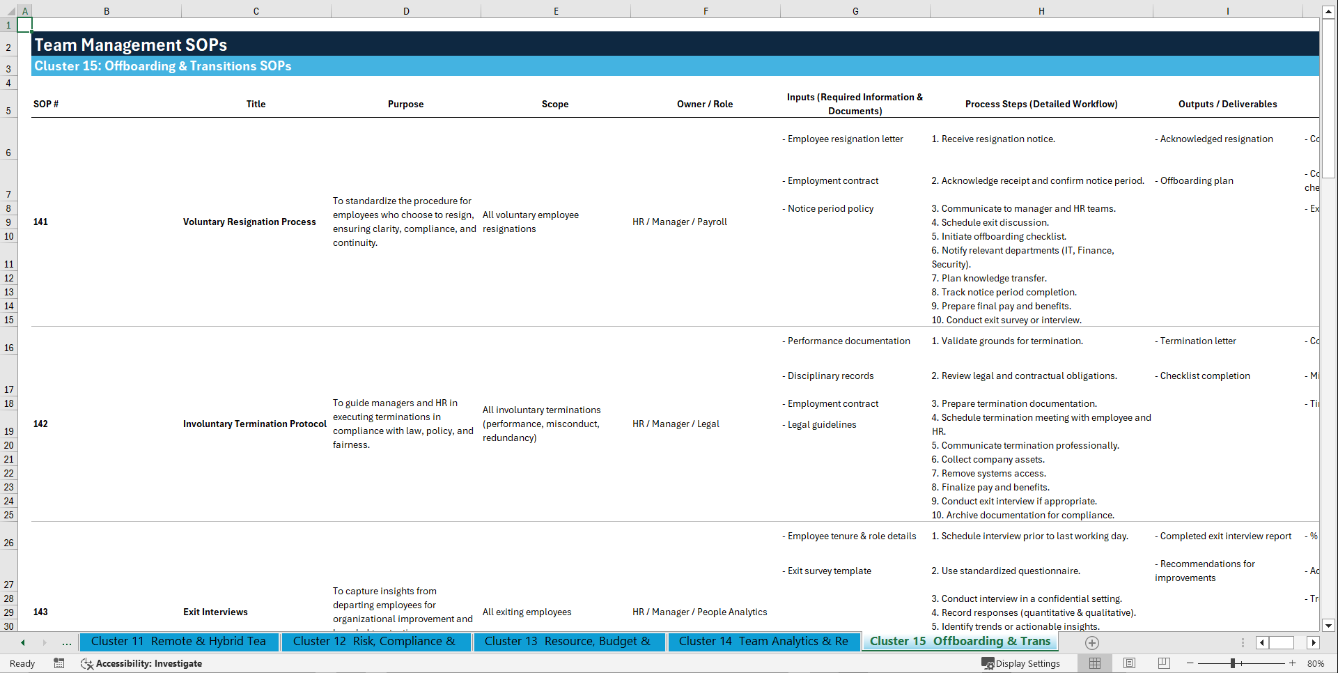 100+ Team Management SOPs (Excel template (XLSX)) Preview Image
