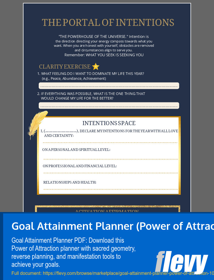 Goal Attainment Planner (Power of Attraction) (140-page PDF document) Preview Image