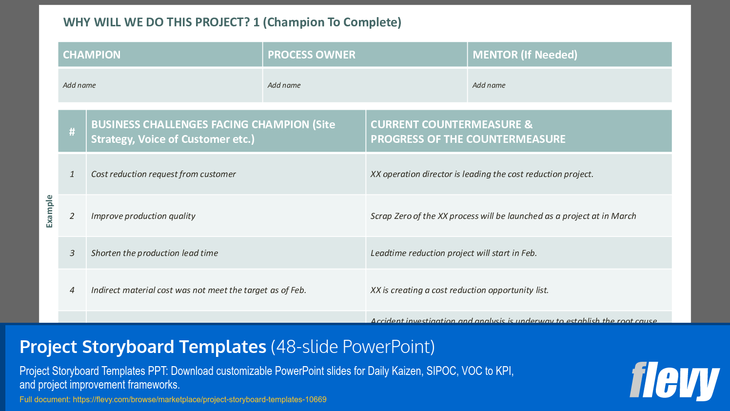 Project Storyboard Templates (48-slide PPT PowerPoint presentation slide deck (PPTX)) Preview Image